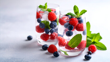 Refreshing Berry Water with Summer Drinks.
