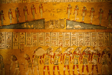 Egypt Travel-Ancient Hieroglyphs and Wall Carvings in Valley of the Kings