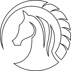 Minimal horse profile vector icon in outline style. Suitable for ranch branding, fashion logos, riding clubs, and vet services.

