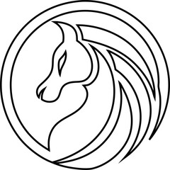Outlined horse head logo design in vector format. Great for stable logos, leather goods, premium farms, and horse competitions.

