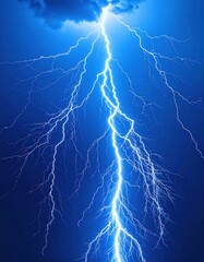 Powerful lightning bolt in dark sky
