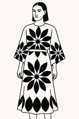 vector illustration of a woman in a black dress