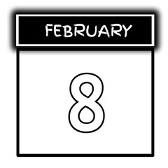 black color calendar frame February month date 8