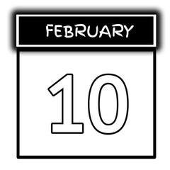 black color calendar frame February month date 10