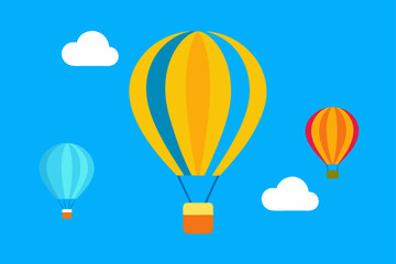 Fototapeta premium hot air balloons floating in bright blue sky