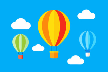 hot air balloons floating in bright blue sky peaceful flight