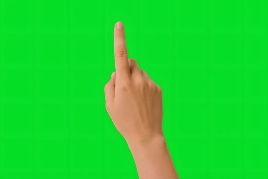 Human Hand Pointing at Green Screen Background