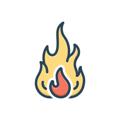 Color illustration icon for bonfire