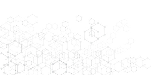 Obraz premium Geometric background texture with molecular structures and chemical engineering. Abstract background of hexagons pattern. Vector illustration.