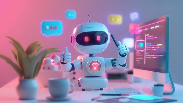 3d Illustration Of a cute futuristic robot 4K Videos