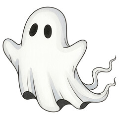 Fototapeta premium A whimsical cartoon ghost with a flowing shape and large, expressive eyes, evoking a playful and spooky vibe.