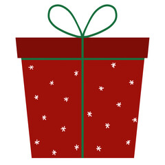 Red Christmas Gift With Snowflake cartoon drawing