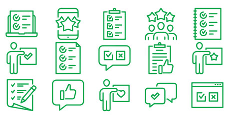 Thin Stroke Quiz Feedback Icons | Survey & Rating Symbol Pack