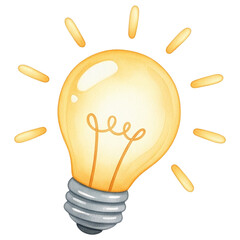 A glowing light bulb with rays emanating from it, symbolizing ideas and creativity.
