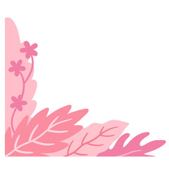 Simple decorative pink leaf cartoon frame corner border