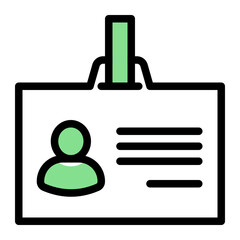 Professional Identification Badge Icon from Training Collection (Outline Color Lineal Style)