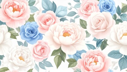 Vivid Seamless Botanical Illustration