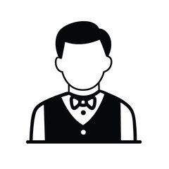 Professional Waiters Man Illustration Icon 