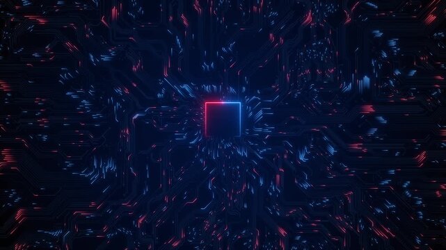 Artificial Intelligence AI 3D neural network. Digital Machine learning, big data processing. Futuristic technology background. CPU Brain chip cloud computing internet of things IOT network technology - Powered by Adobe