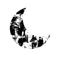 Obraz premium Vector Abstract moon with textured brushstroke effect.