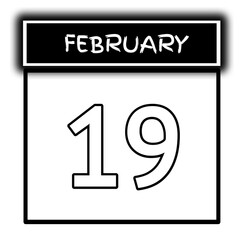 black color calendar frame February month date 19