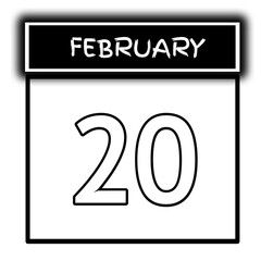 black color calendar frame February month date 20