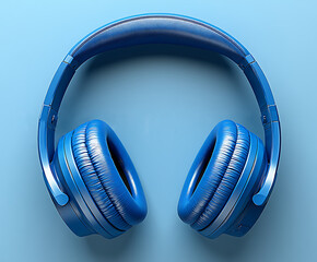 A pair of blue over ear headphones white backgroud