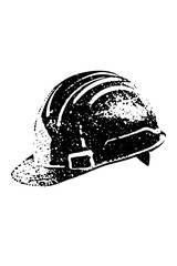 Fototapeta premium Vector Black construction helmet with distressed texture