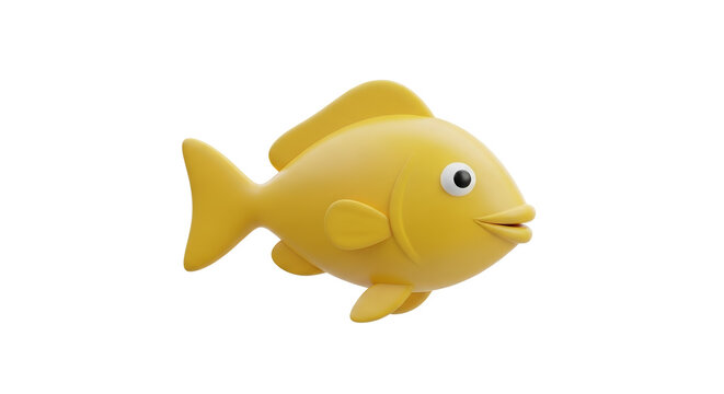 Stylized aquatic friend: A bright yellow, cartoon-style fish against a clean white background showcases simplicity and minimalist design elements