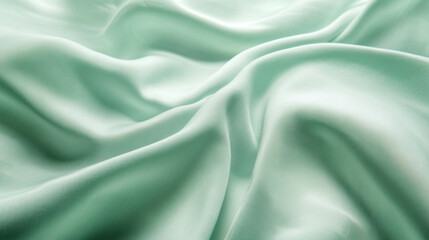Obraz premium Soft mint green fabric draped elegantly showing texture and folds