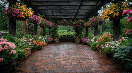 Obraz premium Floral pergola pathway