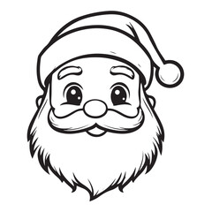 Obraz premium christmas santa head line art silhouette vector illustration