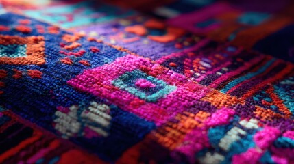 Close-up view of colorful, textured fabric.