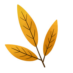 Obraz premium small three yellow leaves on twig for fall season illustration design art