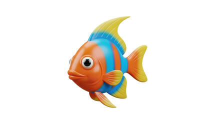 Naklejka premium Vibrant Animated Fish Isolated on White Background for Children's Illustration and Design Projects