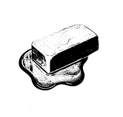 Vector Rustic butter block with melting texture