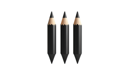 plastic black cartoon 3d icon of pencil on white background