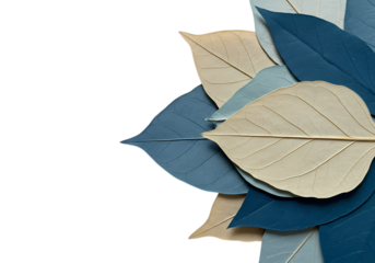 Abstract Blue and Beige Leaf Arrangement