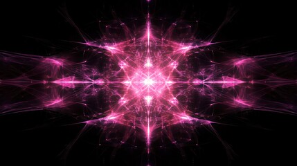 Obraz premium Abstract symmetrical pattern of pink light on black