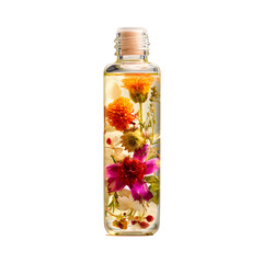 Floral Essence in Glass Bottle: Natural Infused Oil with Vibrant Petals
