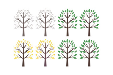 Obraz premium Progression of Tree Growth and Seasonal Color Changes Keywords: trees, growth, seasons, leaves, branches, nature