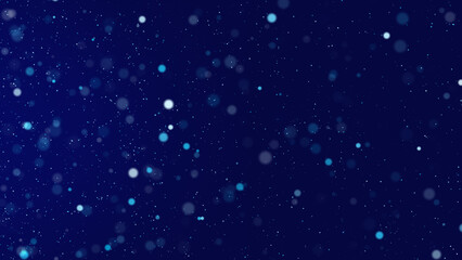 Blue Light Particles Floating on Dark Background
