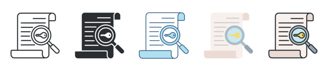 Keyword Research Icon Set Multiple Style Collection