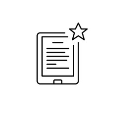 Text on tablet and star. Featured document, note-raking apps and file management. Pixel perfect, editable stroke vector icon