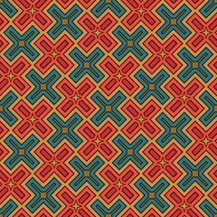 A retro seamless geometric pattern with a vibrant color zigzag mosaic texture is a great wallpaper design