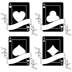Poker card surrounded by ribbons