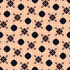 Seamless pattern with monochrome geometric shapes and black and white dots, perfect for wallpaper, fabric, or other decorative design