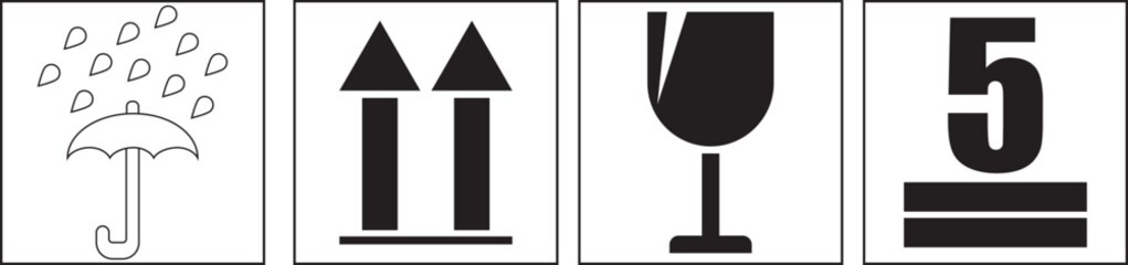 Warning symbols or icons on packaging