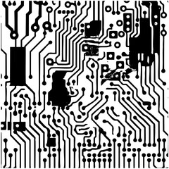 Fototapeta premium Vector Intricate circuit board with electronic components.