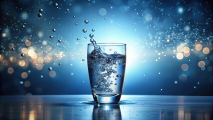 Refreshing Hydration Pure Water Splashing into a Glass with a Sparkling Background